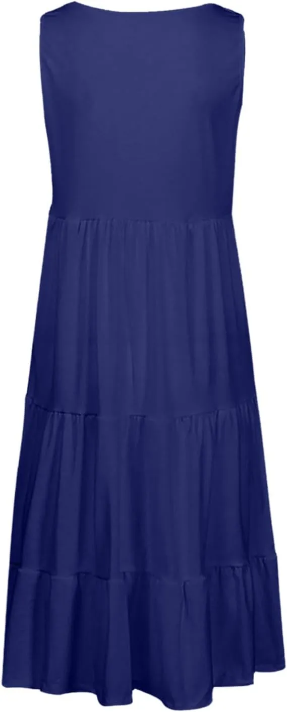 Sundresses for Women 2025 Sleeveless Cute Petite Mini Dress Tiered Summer Flowy Boho Sundress Beach Wear Spring Tank Dresses