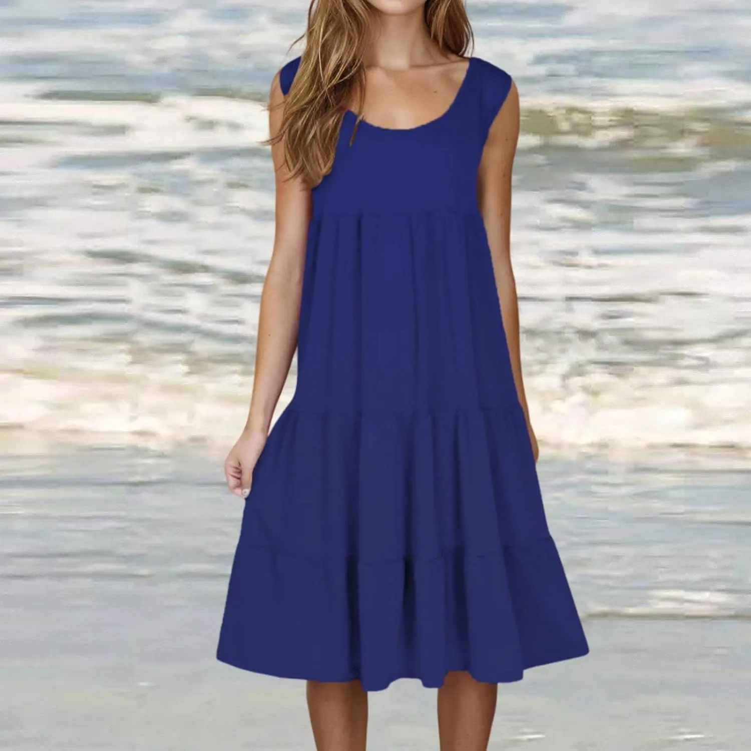 Sundresses for Women 2025 Sleeveless Cute Petite Mini Dress Tiered Summer Flowy Boho Sundress Beach Wear Spring Tank Dresses