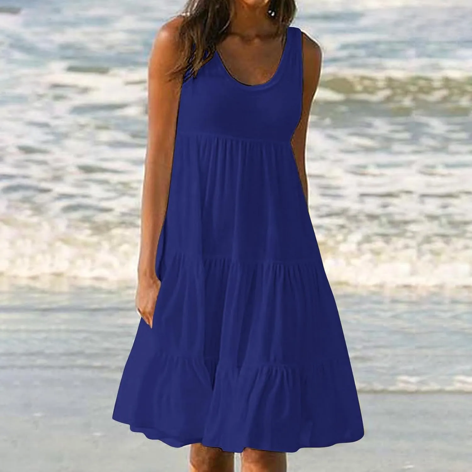 Sundresses for Women 2025 Sleeveless Cute Petite Mini Dress Tiered Summer Flowy Boho Sundress Beach Wear Spring Tank Dresses