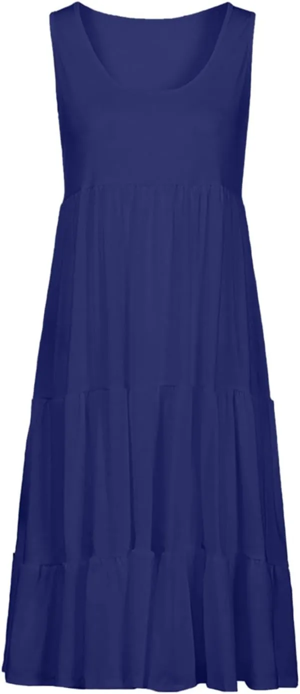 Sundresses for Women 2025 Sleeveless Cute Petite Mini Dress Tiered Summer Flowy Boho Sundress Beach Wear Spring Tank Dresses