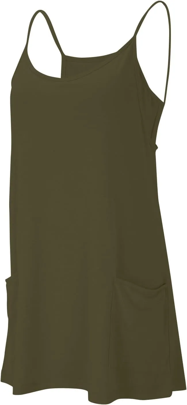 Tennis Dress for Women Built-in Shorts Casual Sleeveless Spaghetti Strap Sundress Workout Athletic Dress with Pocket
