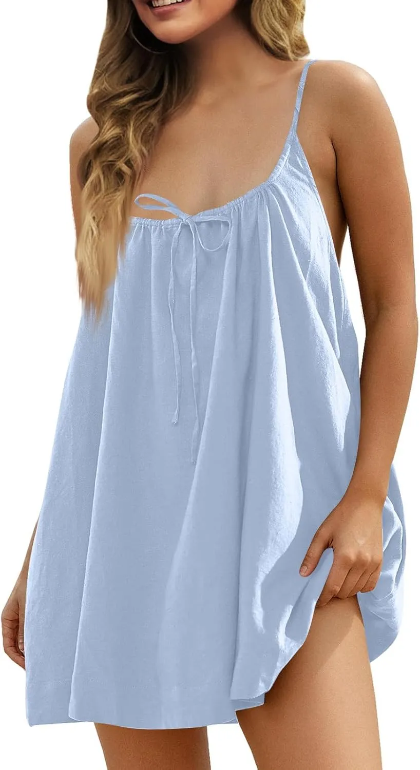 Tennis Dress for Women Built-in Shorts Casual Sleeveless Spaghetti Strap Sundress Workout Athletic Dress with Pocket