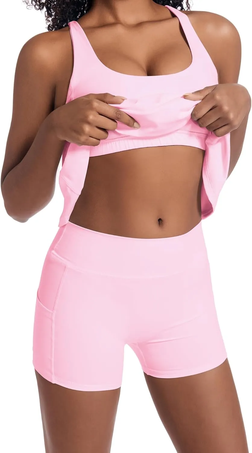 Tennis Dress for Women Workout Dress with Built-in Bra & Shorts Pockets for Athletic Exercise Golf