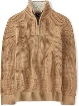 The Children's Place Boys' Long Sleeve Quarter Zip Pullover Sweater