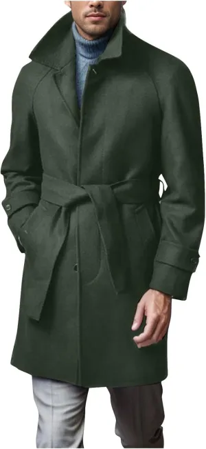 Trench Coat Men Classic Notched Collar Overcoat Warm Single Breasted Peacoat Elegant Long Jacket Overcoat