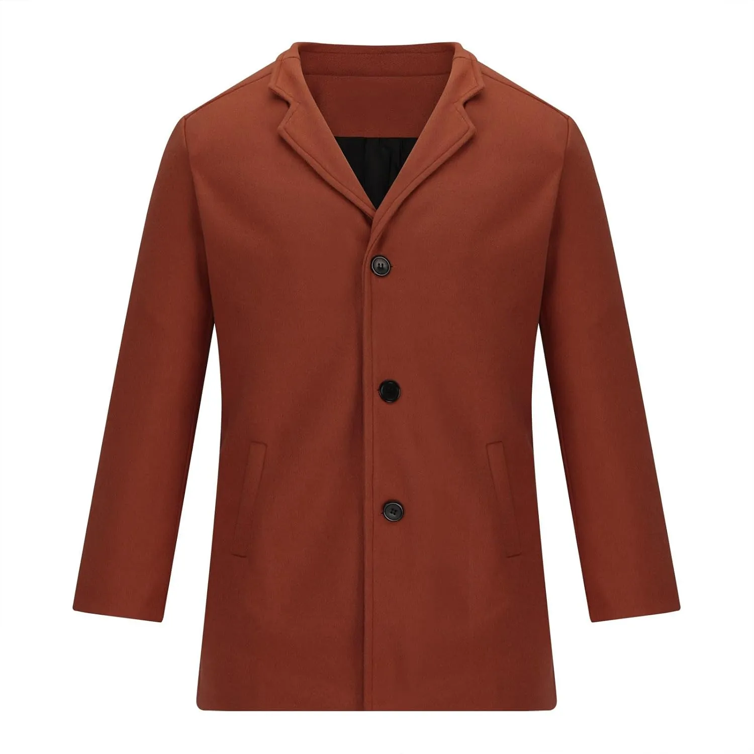 Trench Coat Men Classic Notched Lapel Overcoat Winter Single Breasted Peacoat Warm Long Jacket Overcoat