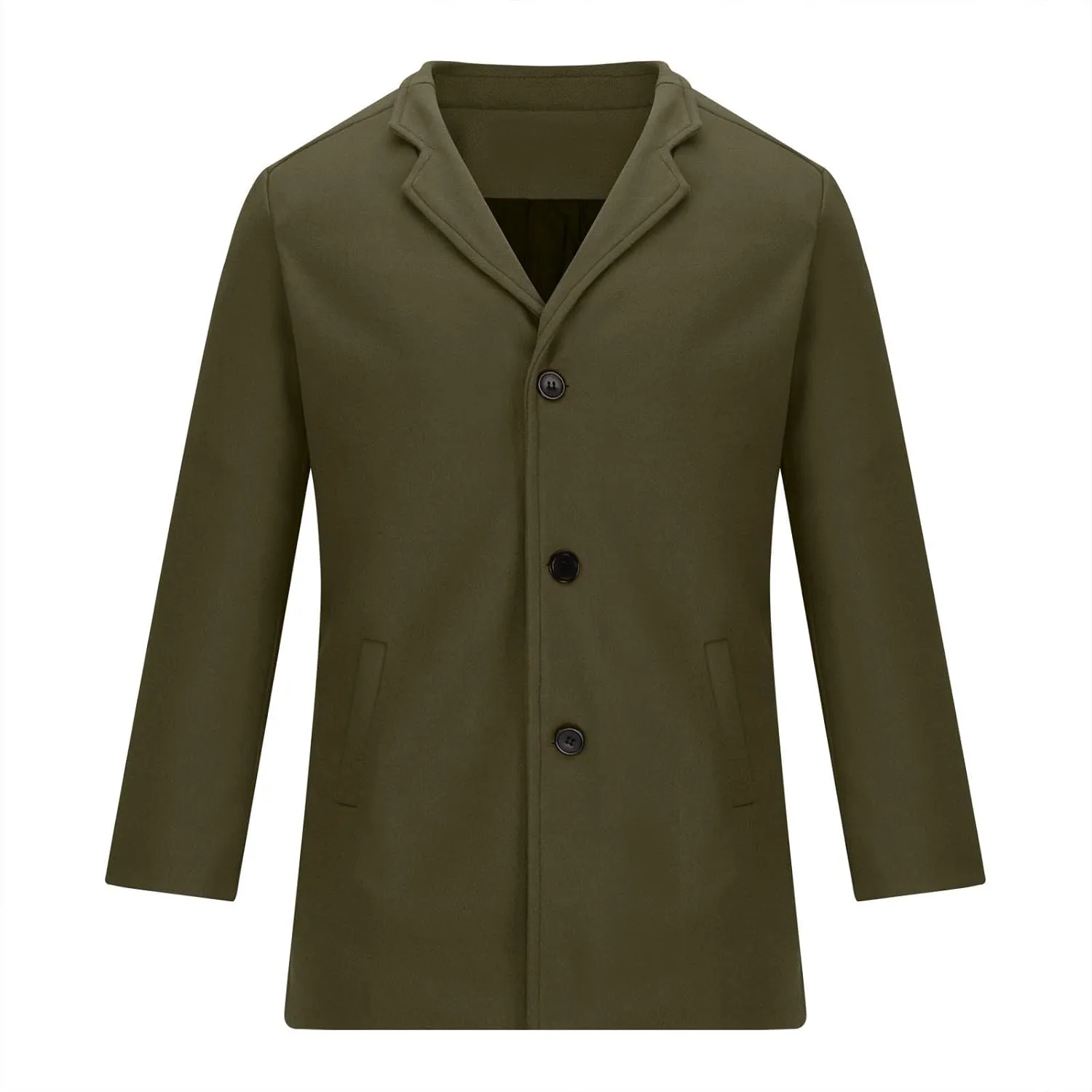 Trench Coat Men Classic Notched Lapel Overcoat Winter Single Breasted Peacoat Warm Long Jacket Overcoat