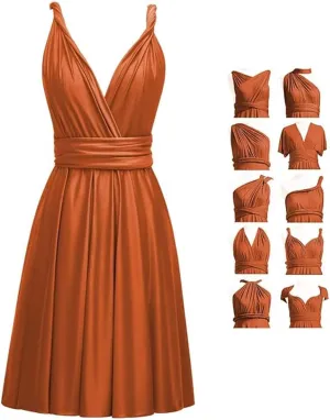 TTYBridal Short Infinity Dress with Bandeau,Midi Bridesmaid Convertible Dress,Elastic Wedding Multiway Twist Wrap Dress