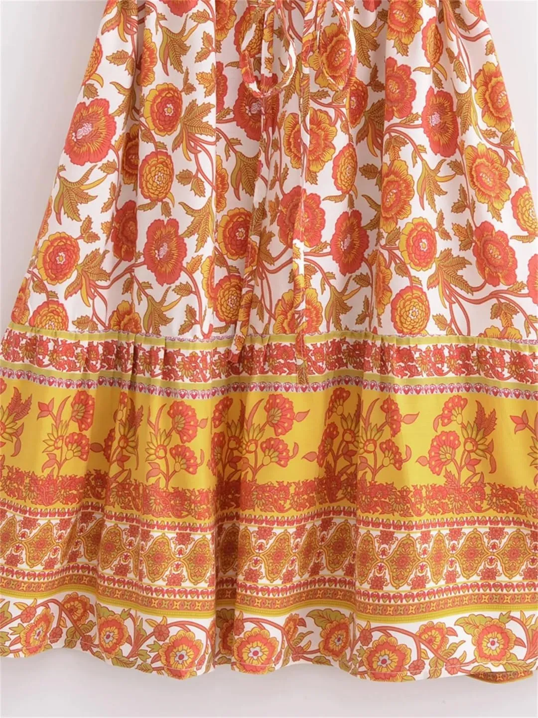 Vintage Women Wild Floral Print Lace-Up Rayon Beach Mini Dresses Elegant Front Button Summer Boho Dress