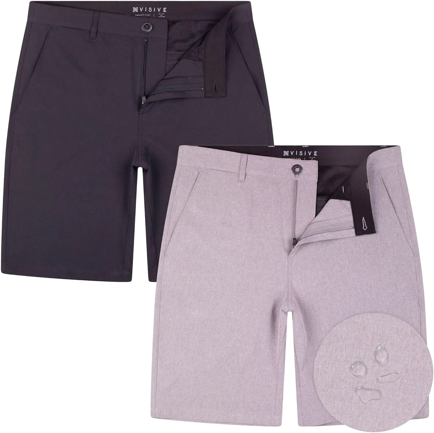 Visive Boys Hybrid Golf Shorts, Blue, Size 22-30, Modern Classic Fit, Quick Dry, 2 Pockets