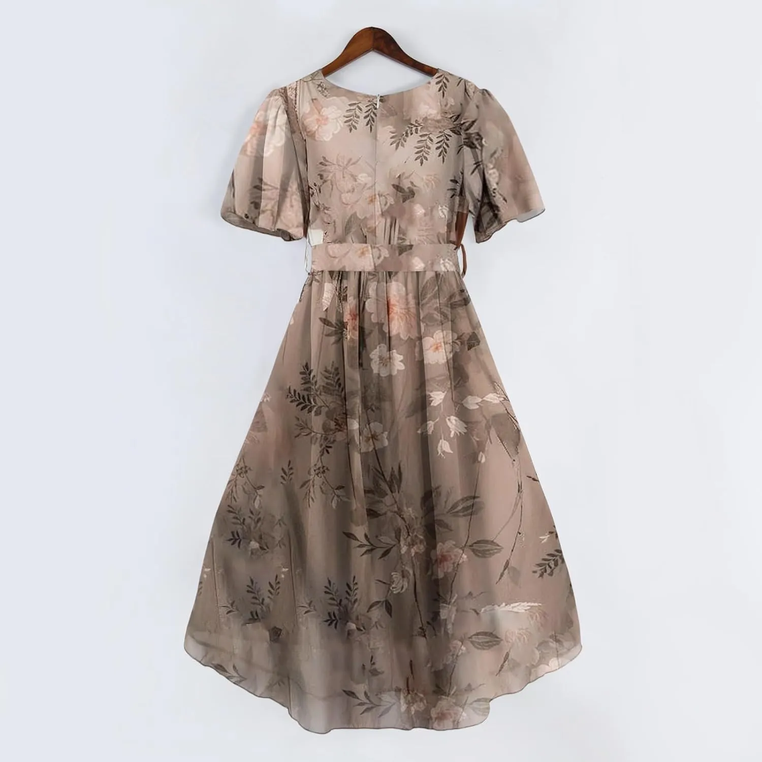 Wedding Guest Dress,Prom Cocktail Summer Sexy Dresses for Women Wrap Flowy Chiffon Womens Midi Dress