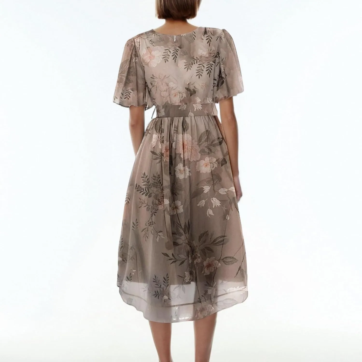 Wedding Guest Dress,Prom Cocktail Summer Sexy Dresses for Women Wrap Flowy Chiffon Womens Midi Dress