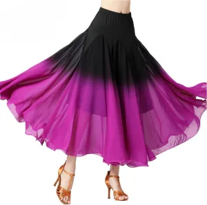 Women Ballroom Modern Dance Swing Skirt Long Flowy Satin Maxi for Latin Ballet Belly Dance Halloween Christmas Performance