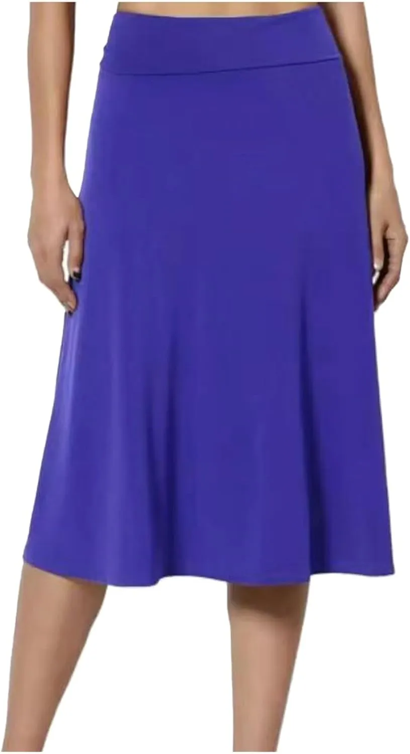 Women Flowy Satin Skirt Elegant High Waisted Midi Skirt Casual Dressy Flared Silk Skirts Classic Summer Vacation Beach Dress