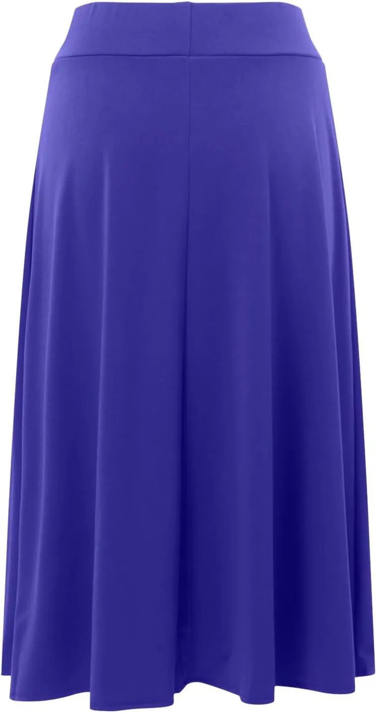 Women Flowy Satin Skirt Elegant High Waisted Midi Skirt Casual Dressy Flared Silk Skirts Classic Summer Vacation Beach Dress