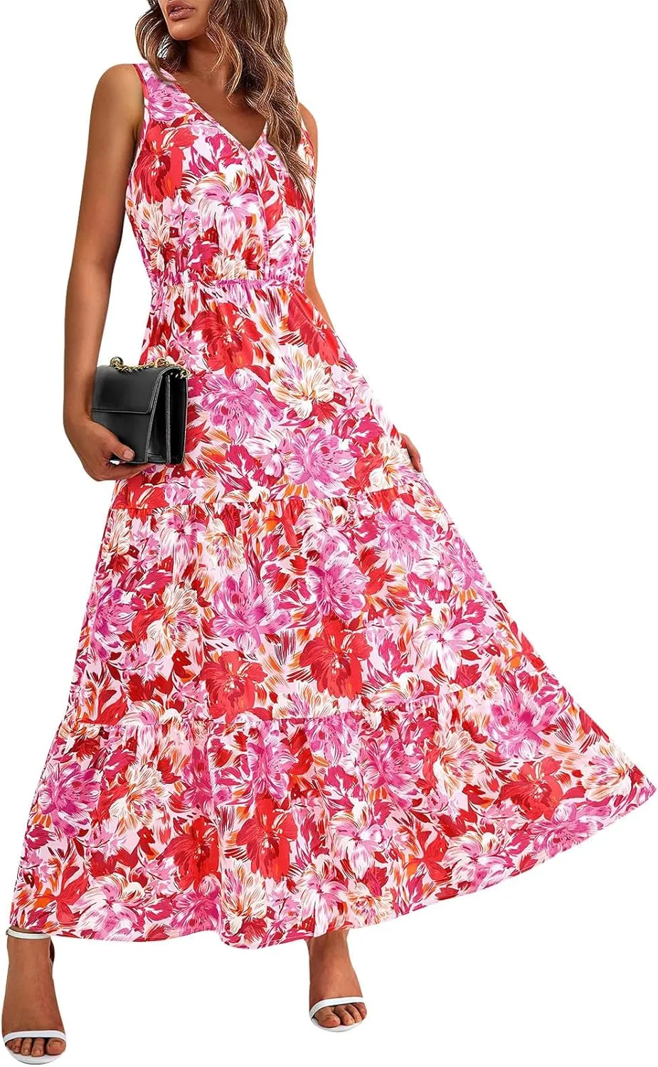 Women Summer Dresses Casual Sleeveless Maxi Dresses Cute Flowy Floral Dress Boho Long Dress Hawaiian Beach Dress