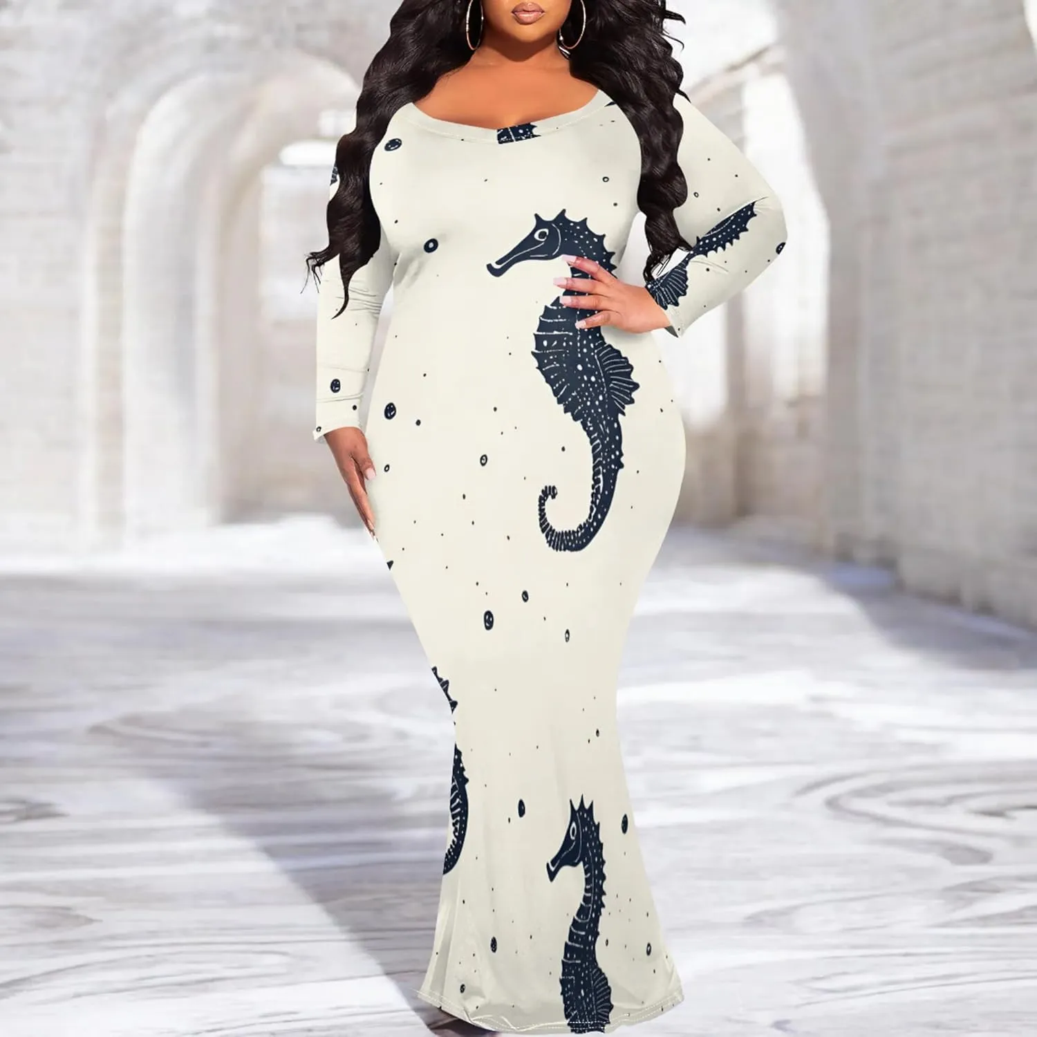 Women's 2024 Autumn Wrap Floor Length Dresses Long Sleeve Trendy Elegant Mermaid Party Casual Sexy Bodycon Long Maxi Dress