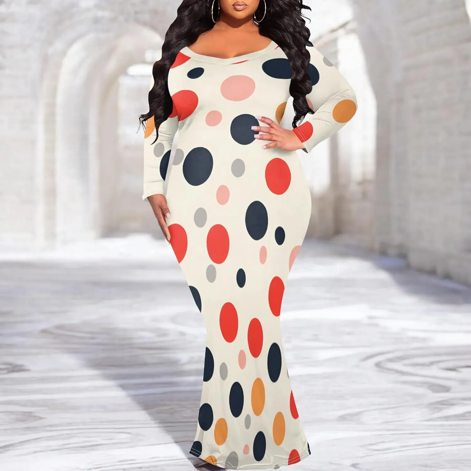 Women's 2024 Autumn Wrap Floor Length Dresses Long Sleeve Trendy Elegant Mermaid Party Casual Sexy Bodycon Long Maxi Dress