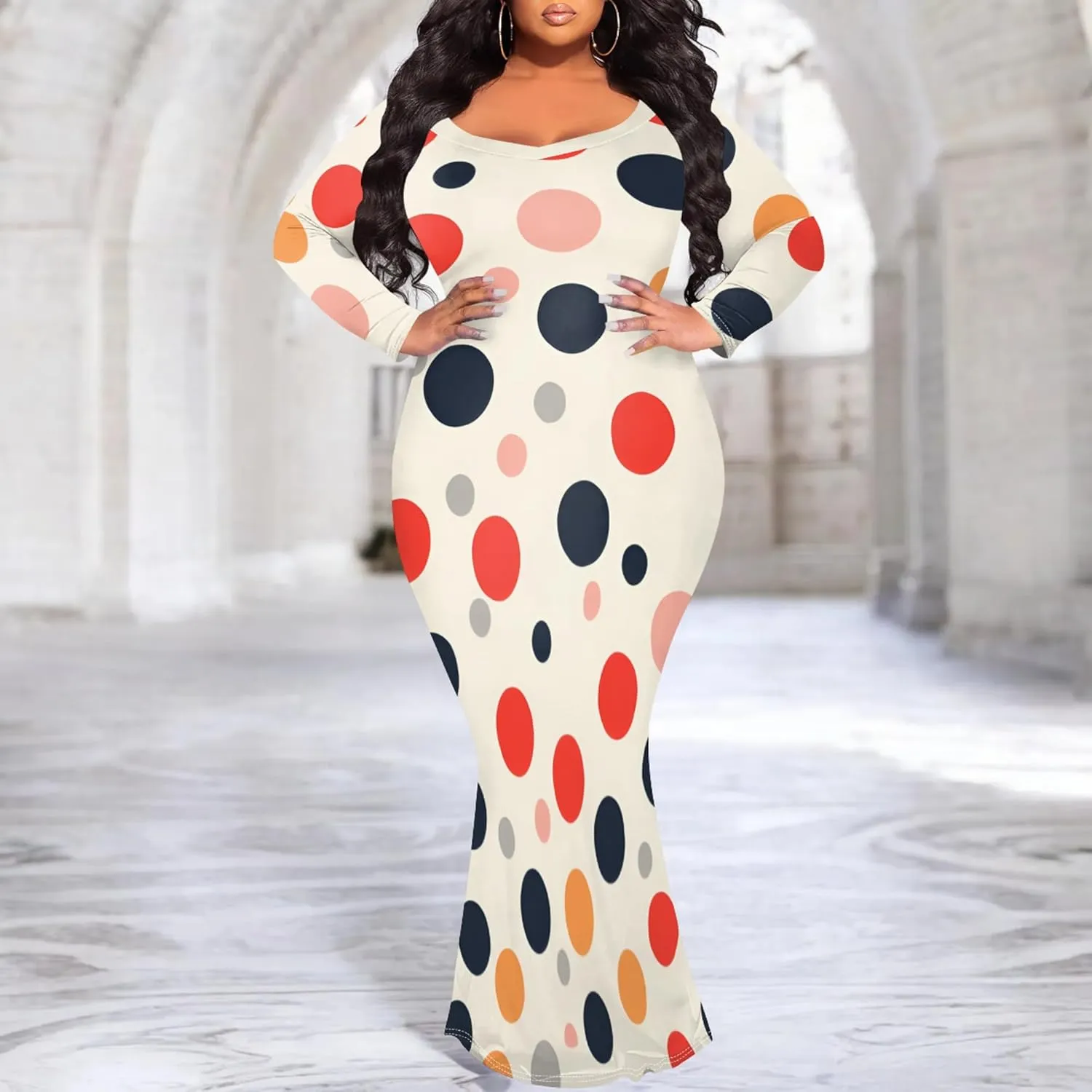 Women's 2024 Autumn Wrap Floor Length Dresses Long Sleeve Trendy Elegant Mermaid Party Casual Sexy Bodycon Long Maxi Dress