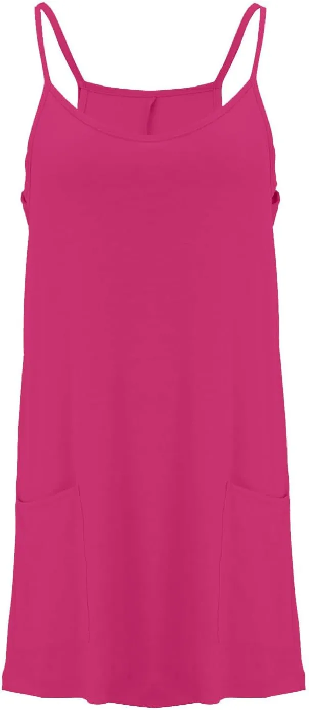Womens Casual Athletic Dresses Built in Shorts with Pockets Tennis Workout Sleeveless Romper Dress Summer Jumpsuit