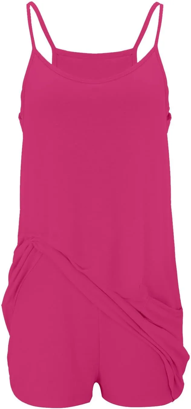 Womens Casual Athletic Dresses Built in Shorts with Pockets Tennis Workout Sleeveless Romper Dress Summer Jumpsuit