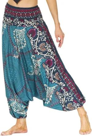Women's Casual Beach Pants Harem Pants Yoga Pants Harem High Waist Baggy Hippie Boho Pants(D)