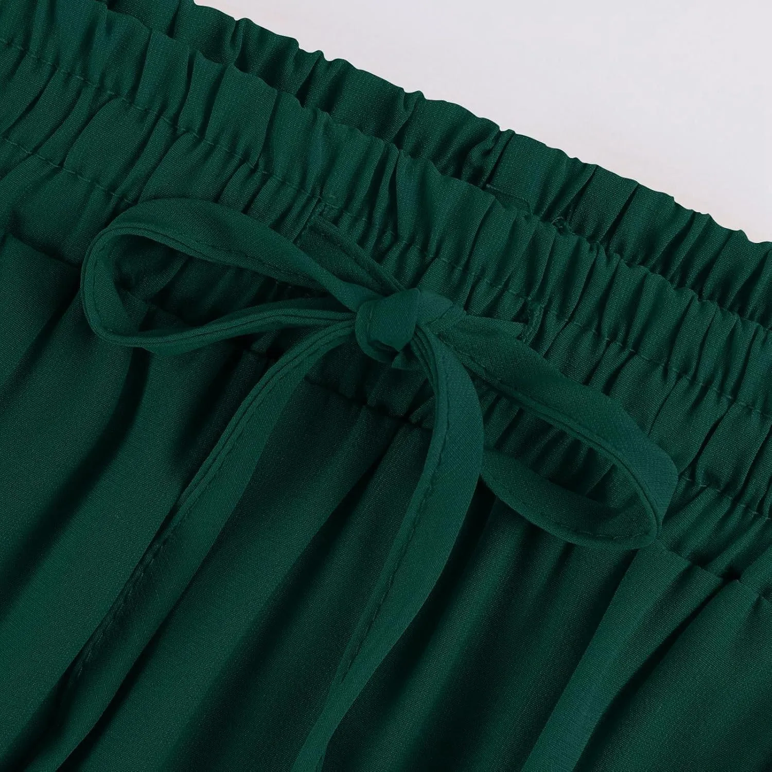Women's Elastic High Waist Pleated Flared Classic Vacation A-Line Floor Length Skirts, S-2XL