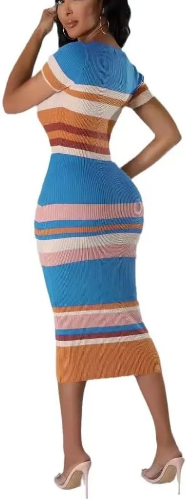 Women's Fashion Sexy Sports Vitality Slim V Neck Short Sleeveless Pleated Dress