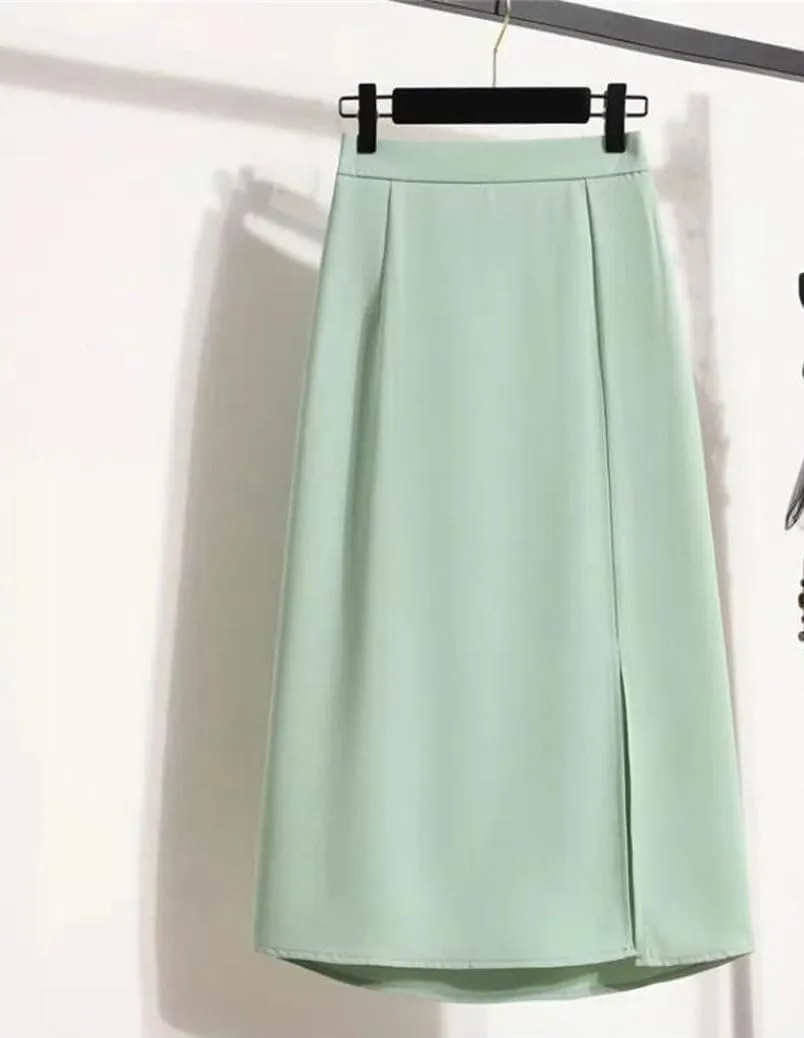 Women's High Waist A-Line Skirt Solid Color Loose Dress Elastic Split Casual Trendy Summer Skirts