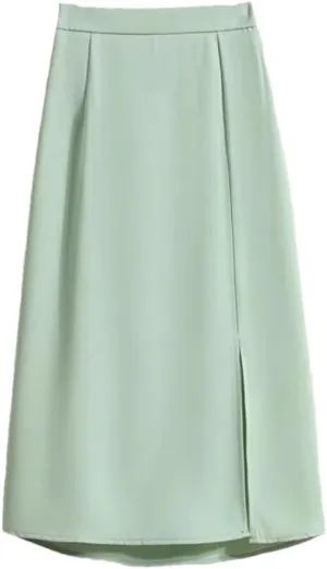 Women's High Waist A-Line Skirt Solid Color Loose Dress Elastic Split Casual Trendy Summer Skirts