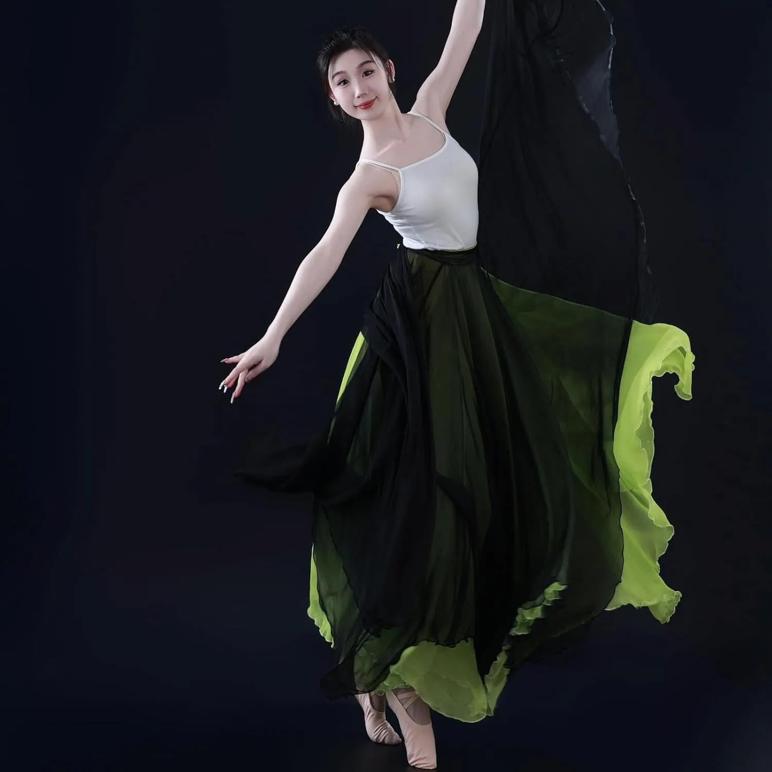 Women's Lyrical Dance Skirt 900 Sheer Ballet Modern Skirts Light Maxi Swing Skirt Dance Costume for Performance