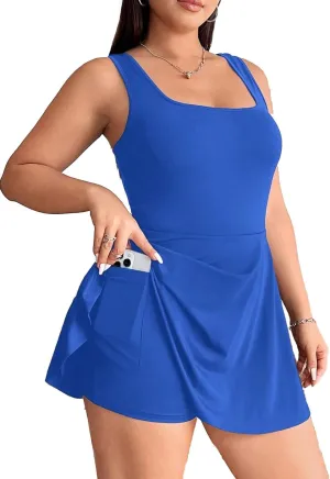 Women's Play Dress, Short Sleeve Mini Skirt with Pockets, Black, Size XL