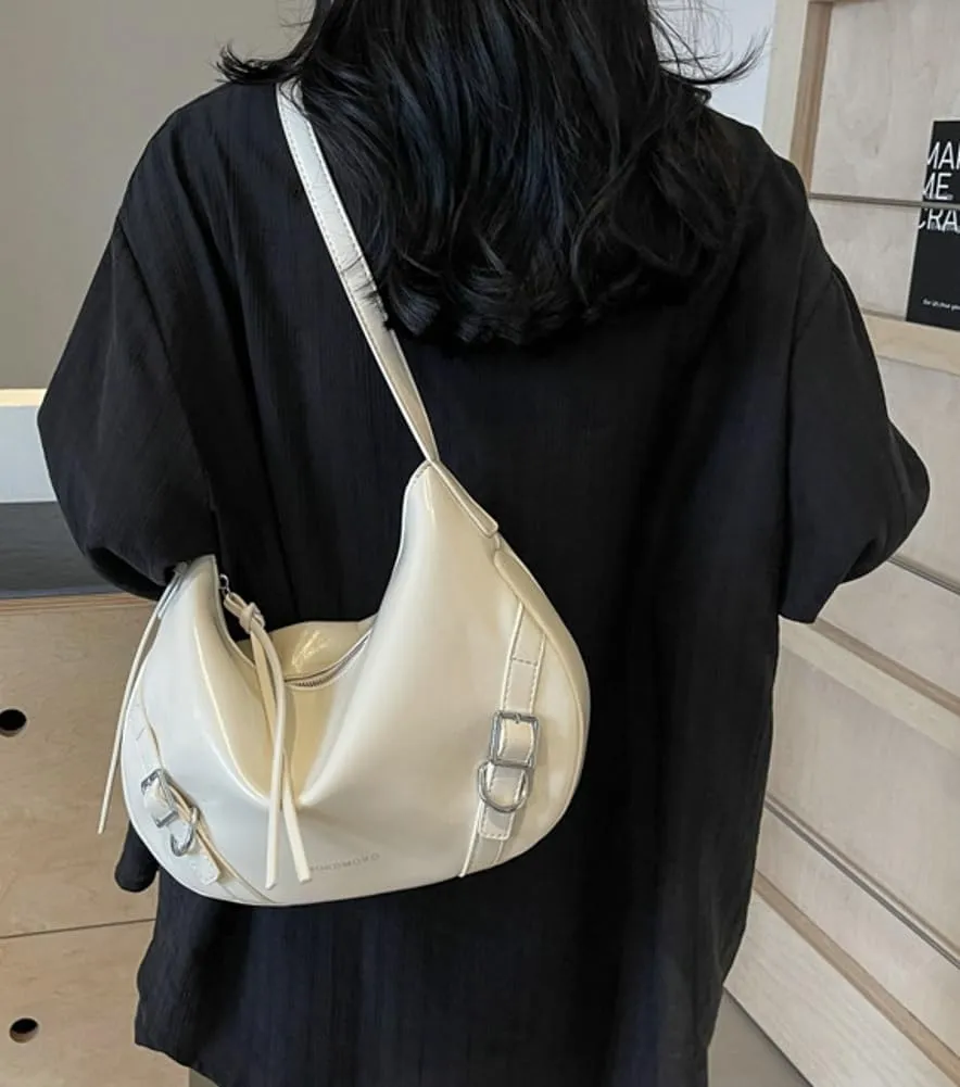Womens PU Leather Hobo Bag Trendy Shoulder Bag Purse Slouchy Tote Bag Modern Handbag Satchel