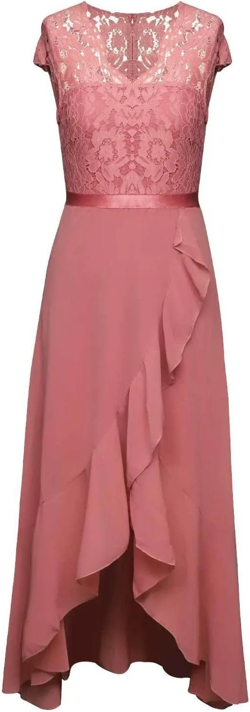 Women's Ruffle Hem Classic Solid Color Mini Dress Swing Boho Style Sundress Lightweight Slim Fitted HOCO Dresses