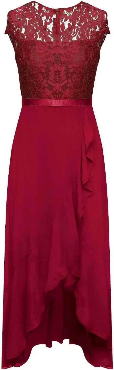 Women's Ruffle Hem Classic Solid Color Mini Dress Swing Boho Style Sundress Lightweight Slim Fitted HOCO Dresses