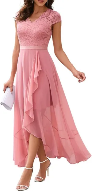 Women's Ruffle Hem Classic Solid Color Mini Dress Swing Boho Style Sundress Lightweight Slim Fitted HOCO Dresses
