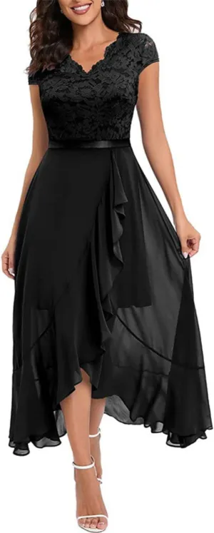 Women's Ruffle Hem Classic Solid Color Mini Dress Swing Boho Style Sundress Lightweight Slim Fitted HOCO Dresses