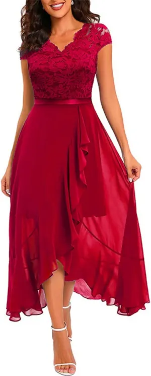 Women's Ruffle Hem Classic Solid Color Mini Dress Swing Boho Style Sundress Lightweight Slim Fitted HOCO Dresses