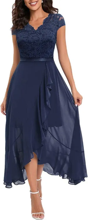 Women's Ruffle Hem Classic Solid Color Mini Dress Swing Boho Style Sundress Lightweight Slim Fitted HOCO Dresses