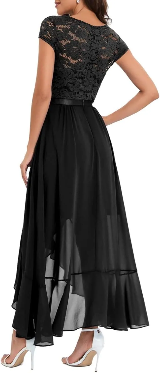 Women's Ruffle Hem Classic Solid Color Mini Dress Swing Boho Style Sundress Lightweight Slim Fitted HOCO Dresses