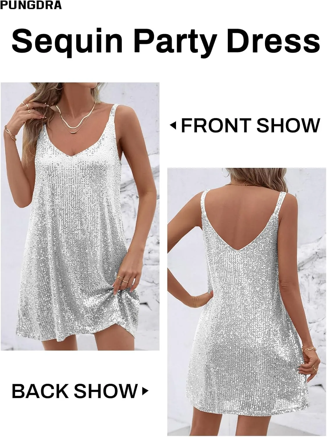 Women's Sequin Dress for Women Sparkly Glitter V Neck Shift Cocktail Disco Outfit Party Club Night Out Mini Dresses