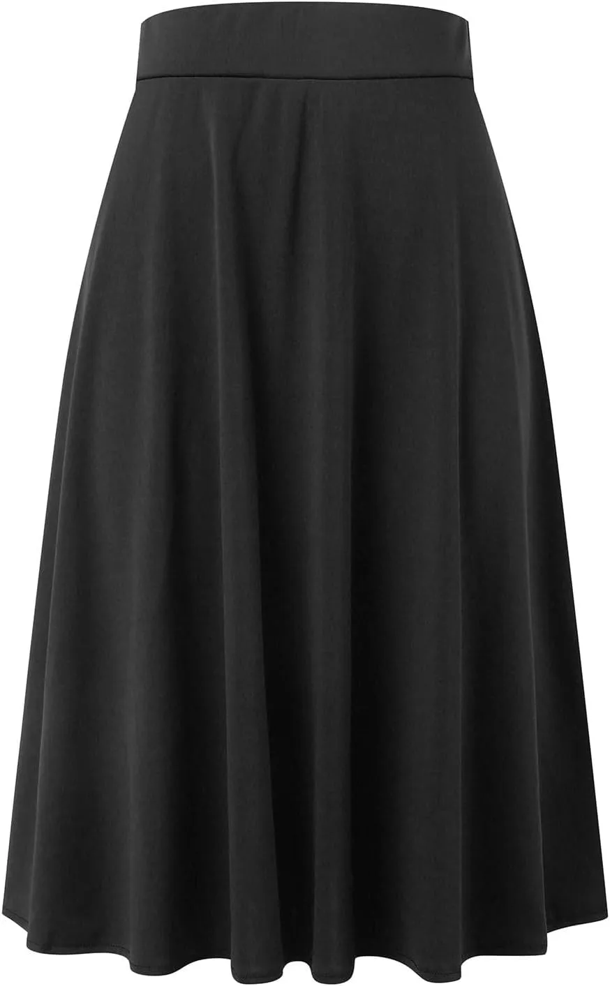 Womens Silk Skirt Vintage Satin Midi Wrap Skirts Elegant High Waisted A-Line Skirt Flare Plain Pleated Cocktail Party Skirt