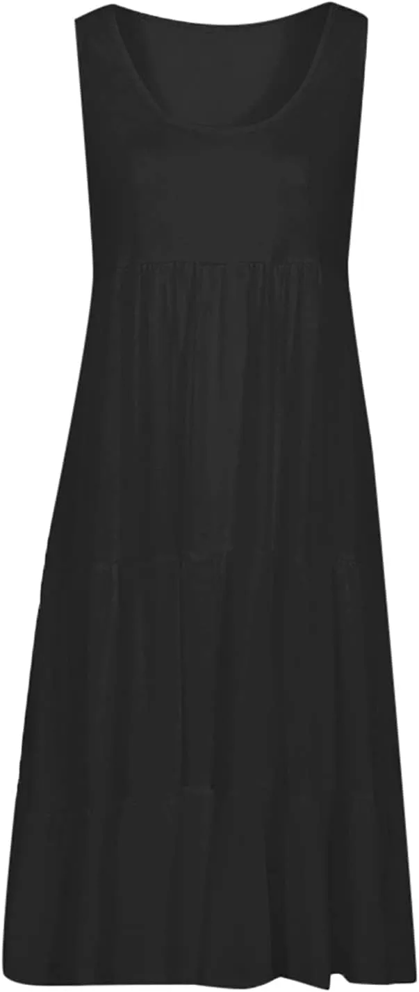 Womens Summer Dresses Casual 2024 Gradient Sleeveless Sundresses Ladies Plus Size Trendy Petite Dresses