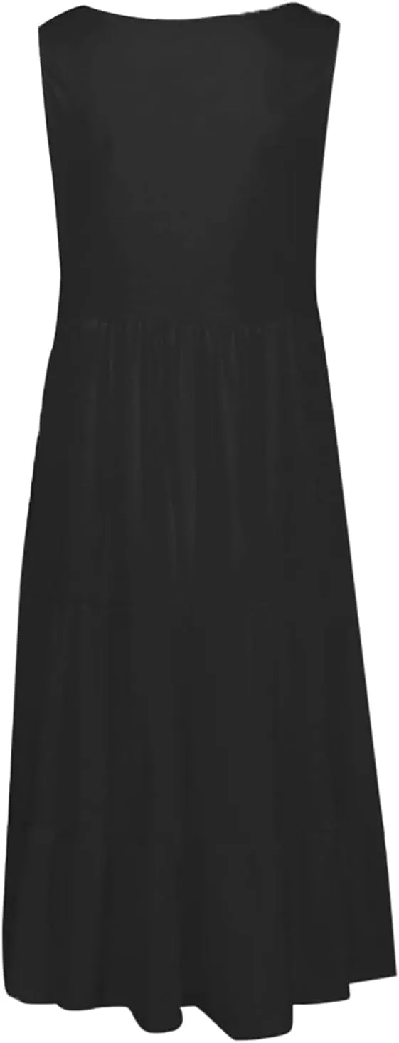 Womens Summer Dresses Casual 2024 Gradient Sleeveless Sundresses Ladies Plus Size Trendy Petite Dresses