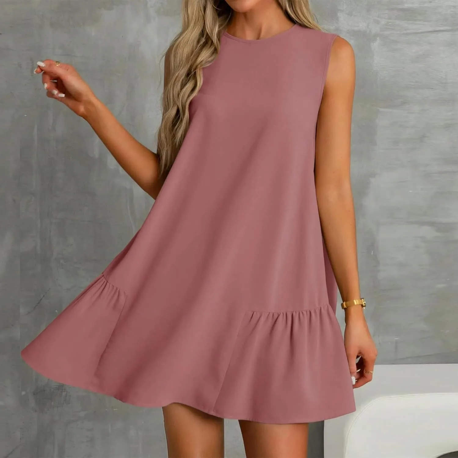 Womens Summer Dresses Casual Cap Sleeve Spring Ruffle Mini Sporty Sweatshirt Trendy Tshirt Dress
