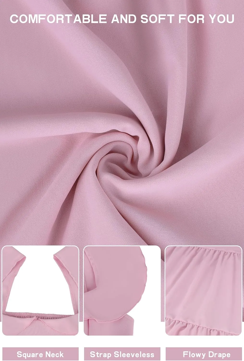Women's Summer Sleeveless Ruffle Dresses 2024 Square Neck Smocked Backless Boho Flowy Beach A-Line Maxi Sundress