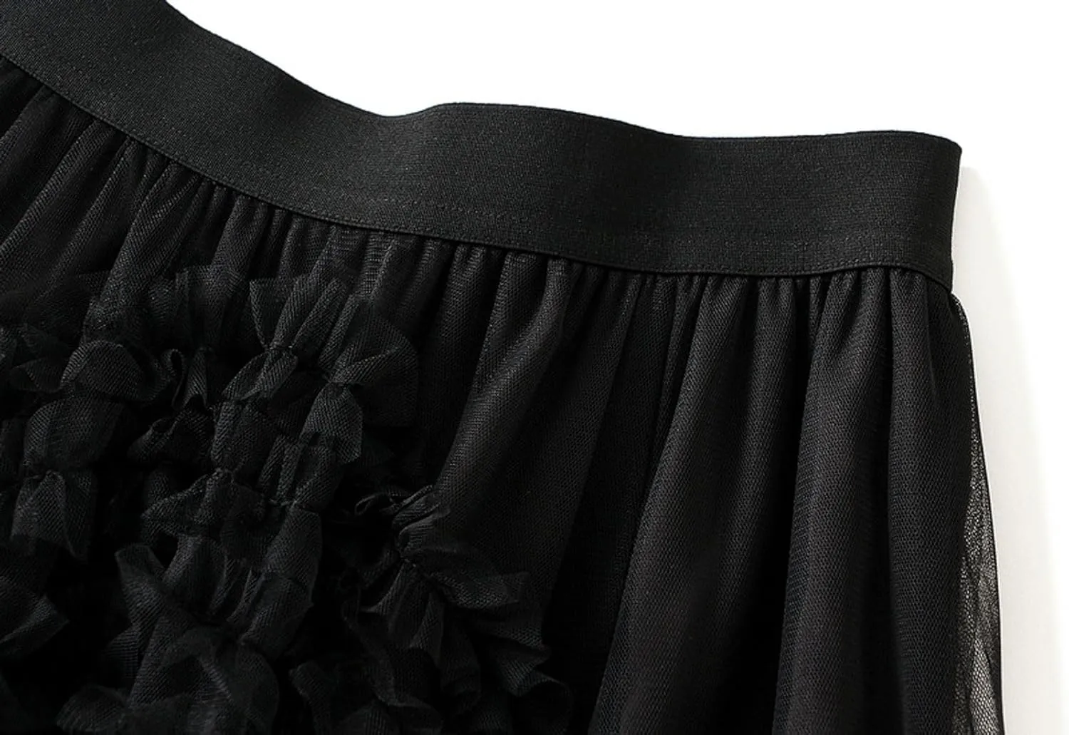 Women's Tulle Skirts Long Fairy Skirt Tiered Ruffles Tutu Puffy Skirt Elastic High Waist A-line Flowy Midi Long Skirt