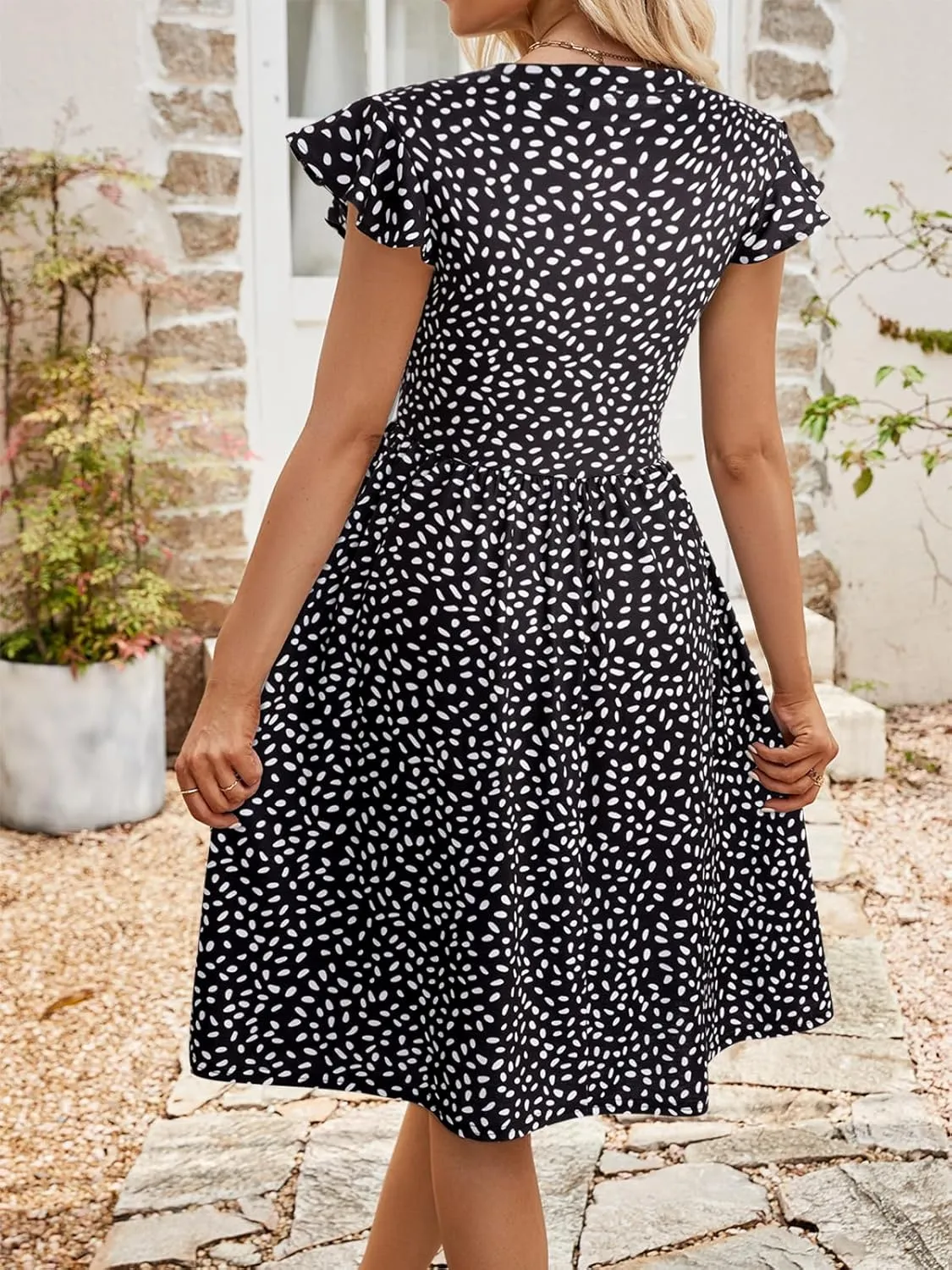 YATHON Casual Dresses for Women 2025 Cute Summer Floral Fit and Flare Cap Sleeve A Line Knee Length Dress with Pocket