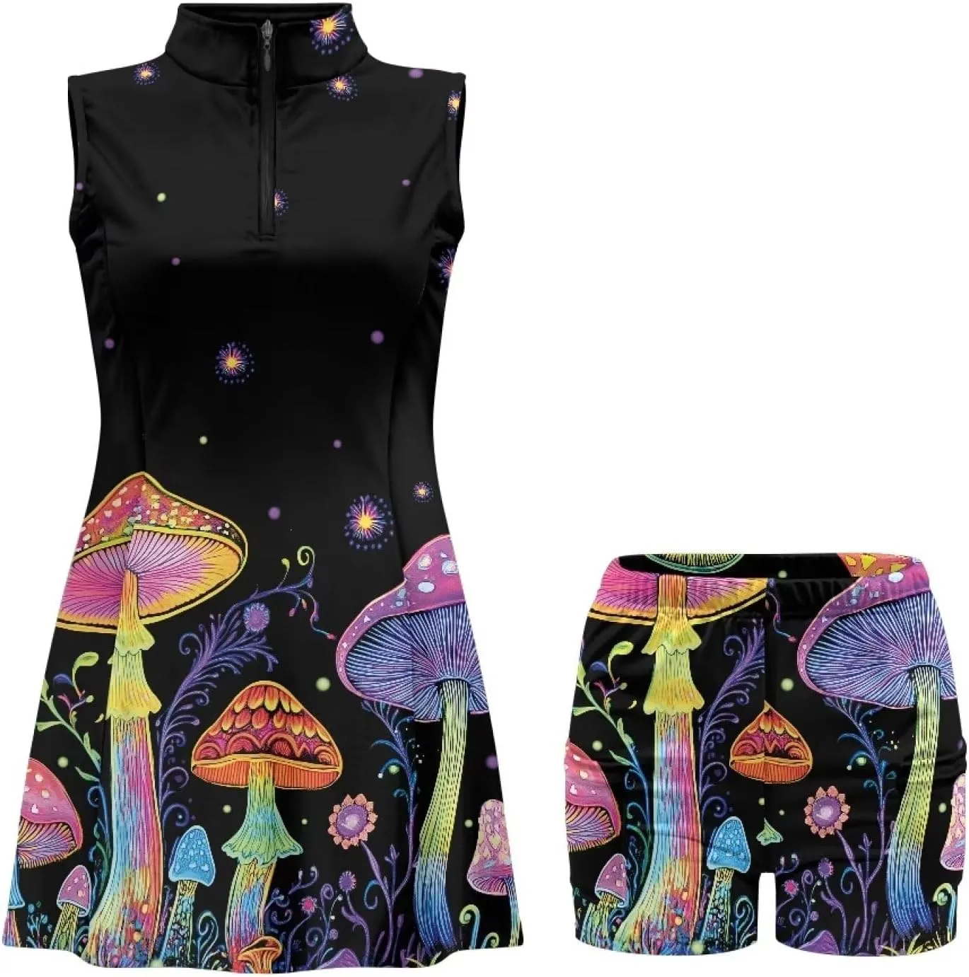 YEXIATODO Womens Tennis Golf Dress with Shorts Sleeveless Collar Neck Active Exercise Workout Sports Exercise Dresses