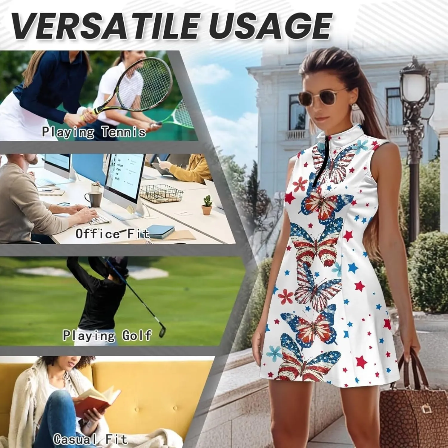 YEXIATODO Womens Tennis Golf Dress with Shorts Sleeveless Collar Neck Active Exercise Workout Sports Exercise Dresses